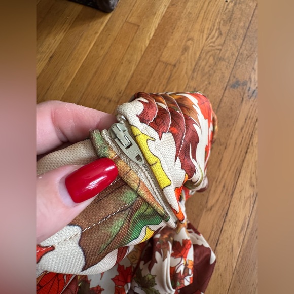 70s Vintage Fall Leaf Novelty Print Dress Sz M - Picture 7 of 12